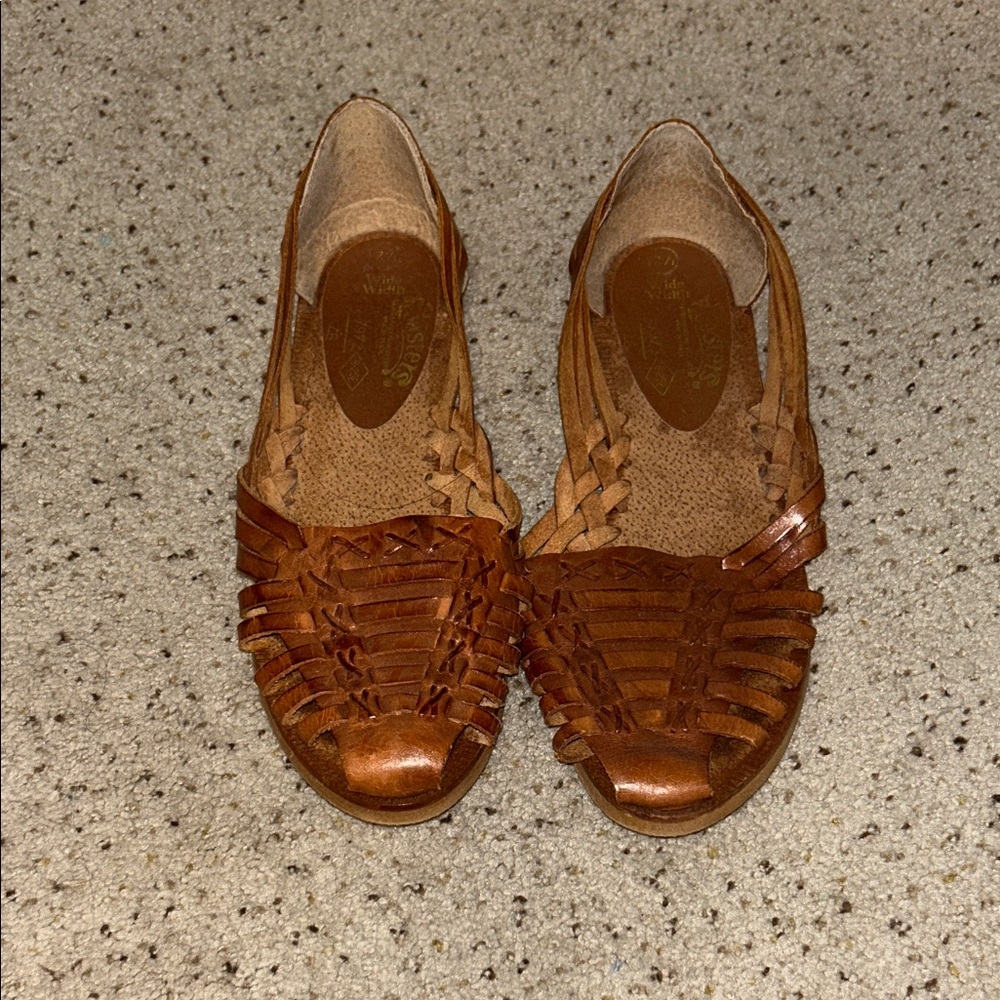 Vintage Brown Leather Flats for Women